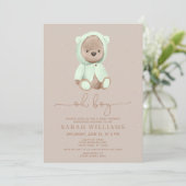 Minimalistisch Baby shower van Oh Boy Sage Green B Kaart (Staand voorkant)