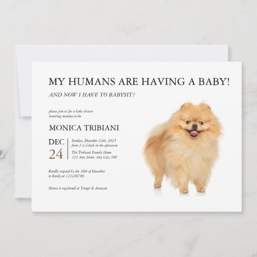 Minimalistisch Baby shower van Pommeren van Pommer Kaart (Voorkant)