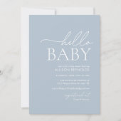Minimalistisch Baby shower van Stusty Blue Hallo Kaart (Voorkant)