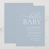Minimalistisch Baby shower van Stusty Blue Hallo Kaart (Voorkant / Achterkant)