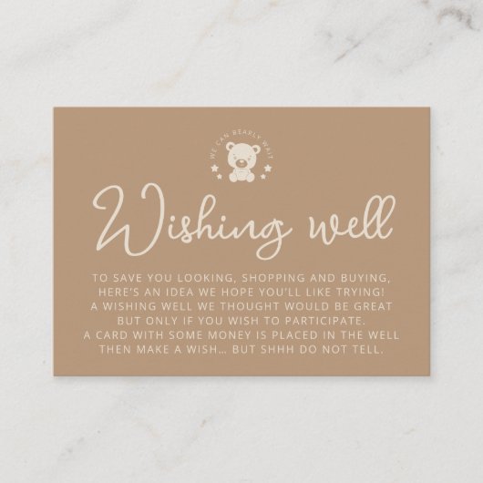 Minimalistisch Baby shower van Teddy Bear Wishing  Informatiekaartje (Voorkant)