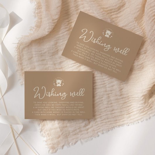Minimalistisch Baby shower van Teddy Bear Wishing  Informatiekaartje