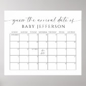 Minimalistisch Baby shower Vervaldatum Agenda Poster (Voorkant)