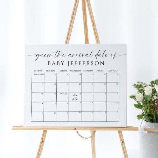 Minimalistisch Baby shower Vervaldatum Agenda Poster