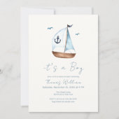 Minimalistisch Baby shower voor anker van zeilbote Kaart (Voorkant)