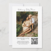 Minimalistisch Baby shower voor foto-QR-code Kaart (Achterkant)