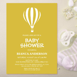 Minimalistisch Baby shower voor Gold Hot Air-ballo Kaart
