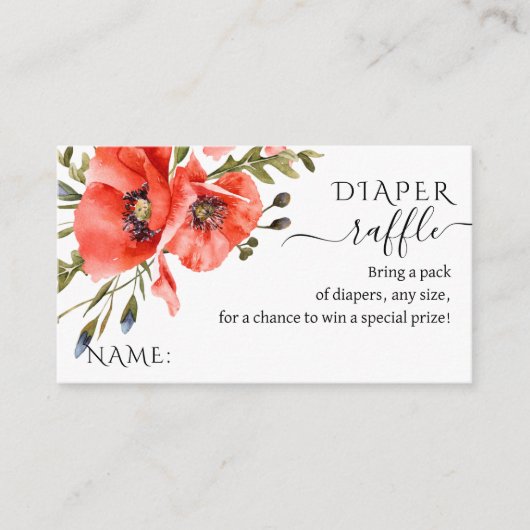 Minimalistisch Baby shower voor papaver met wilde  Informatiekaartje (Voorkant)