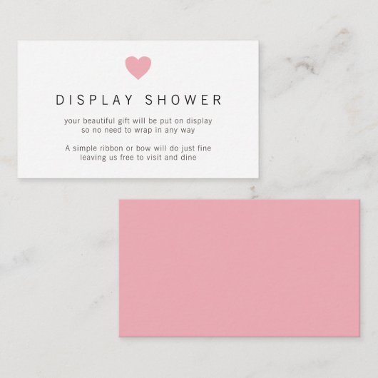 Minimalistisch Baby shower voor roze hardescherm Informatiekaartje (Voorkant / Achterkant)