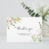 Minimalistisch baby shower voor wilde bloemen dank kaart (Staand voorkant)