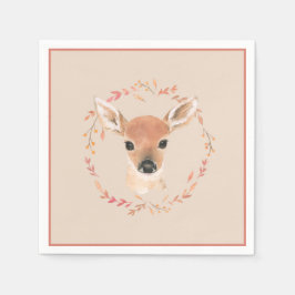 Minimalistisch Baby shower Waterverf van bosdieren Servet