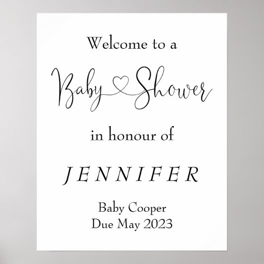 Minimalistisch Baby shower Welkomstgebarentaal Pos Poster (Voorkant)