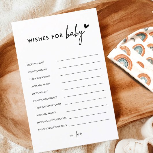 Minimalistisch Baby shower wenst Baby Advice Kaart