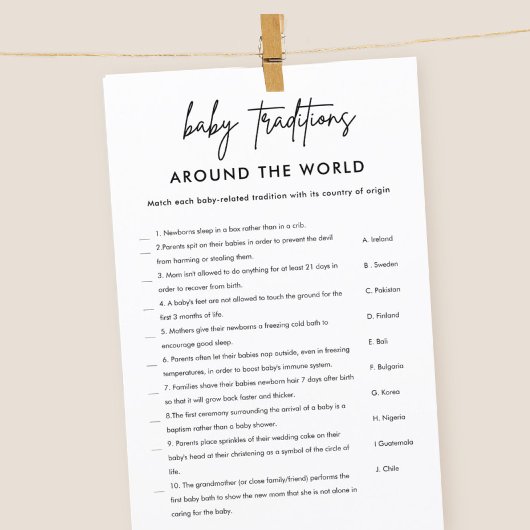 Minimalistisch Baby Traditionele Baby shower Game