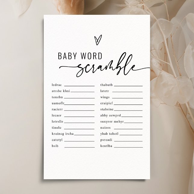 Minimalistisch Baby Word Scramble Baby shower Game (Creator heeft geüpload)
