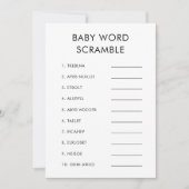Minimalistisch Baby Word Scramble Baby shower spel Kaart (Voorkant)