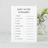 Minimalistisch Baby Word Scramble Baby shower spel Kaart (Staand voorkant)