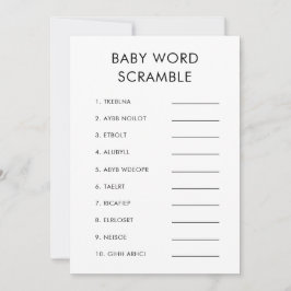 Minimalistisch Baby Word Scramble Baby shower spel Kaart