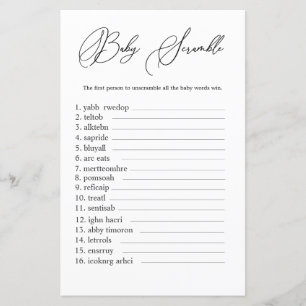 Minimalistisch Baby Word Scramble Game Gender Neut