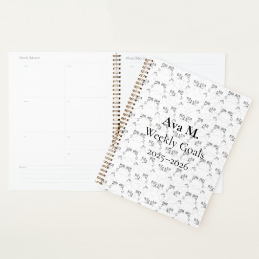Minimalistisch back-to-school lijnpatroon | Zomer Planner (Display)