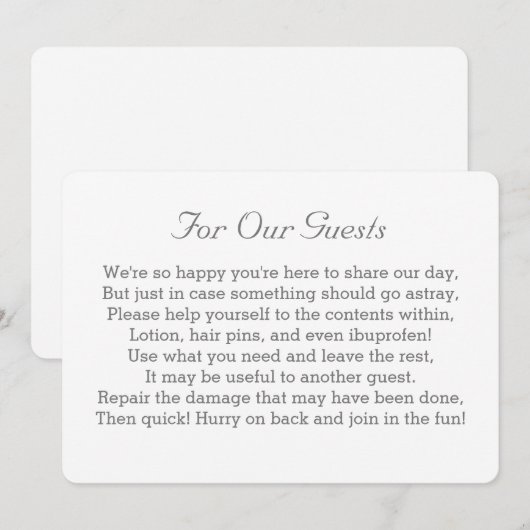 Minimalistisch badkamermandje kaart (Voorkant / Achterkant)