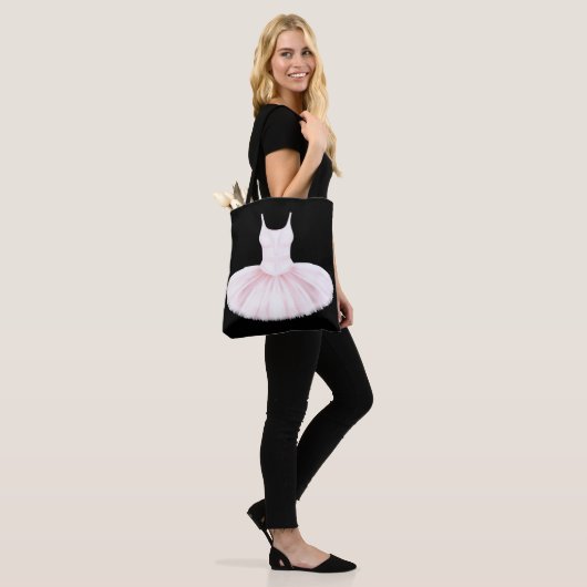 Minimalistisch Ballet Tutu Roze en Zwart Tote Bag (Op model)