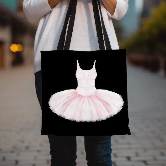 Minimalistisch Ballet Tutu Roze en Zwart Tote Bag