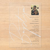 Minimalistisch baptisme Christening Grieks-orthodo Acryl Uitnodigingen (Voorkant)