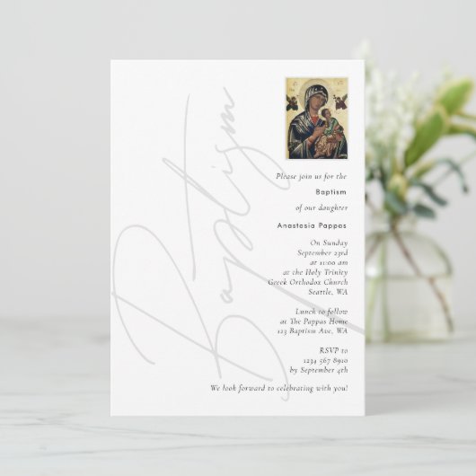Minimalistisch baptisme Christening Grieks-orthodo Kaart (Staand voorkant)