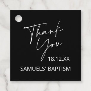 Minimalistisch baptisme Christening script Dank u Bedankjes Labels