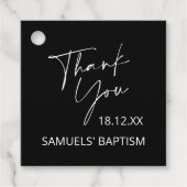 Minimalistisch baptisme Christening script Dank u Bedankjes Labels (Voorkant)
