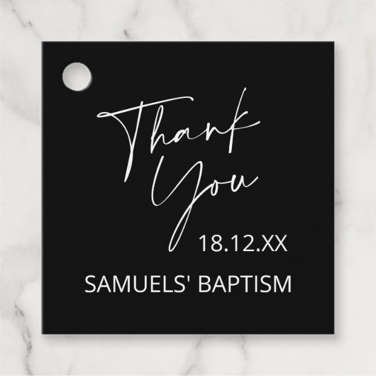 Minimalistisch baptisme Christening script Dank u Bedankjes Labels (Voorkant)