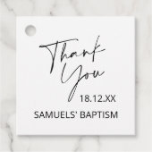 Minimalistisch baptisme Christening script Dank u Bedankjes Labels (Voorkant)