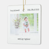 Minimalistisch Baptisme-fototoetsenbord Keramisch Ornament (Links)