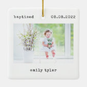 Minimalistisch Baptisme-fototoetsenbord Keramisch Ornament (Achterkant)