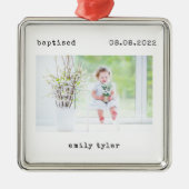 Minimalistisch Baptisme-fototoetsenbord Metalen Ornament (Voorkant)