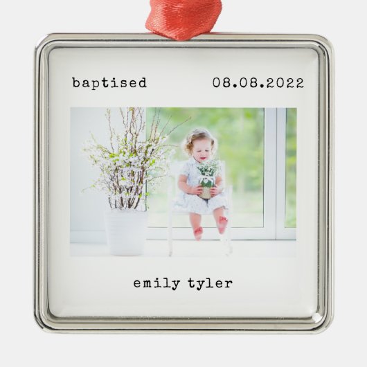 Minimalistisch Baptisme-fototoetsenbord Metalen Ornament (Voorkant)
