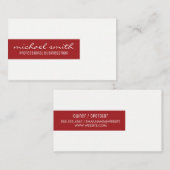 Minimalistisch / Bar Accent (Rood) Visitekaartje (Voorkant / Achterkant)