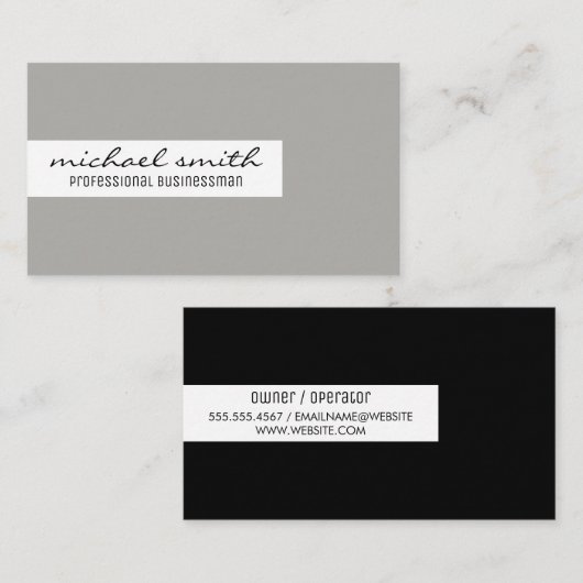 Minimalistisch / Bar accent (zwart / grijs) Visitekaartje (Voorkant / Achterkant)