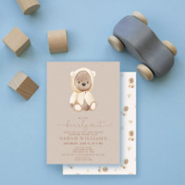 Minimalistisch Barly Wait Brown Baby shower Kaart