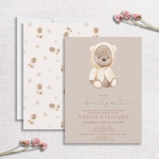 Minimalistisch Barly Wait Brown Baby shower Kaart