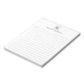 Minimalistisch Basic Black Monogram Square led Notitieblok (Linkerzijde)