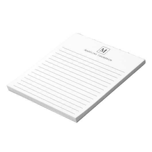 Minimalistisch Basic Black Monogram Square led Notitieblok (Linkerzijde)
