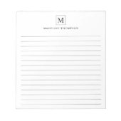 Minimalistisch Basic Black Monogram Square led Notitieblok (Voorkant)