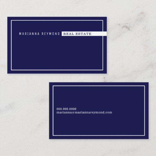Minimalistisch Basic & Modern, Vastgoed Blauw Visitekaartje (Voorkant / Achterkant)
