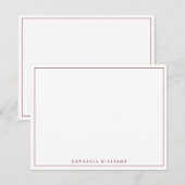 Minimalistisch Basic Personaliseer Maroon Statione Notitiekaartje (Voorkant / Achterkant)
