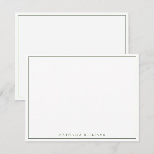 Minimalistisch Basic Personaliseer Moss Green Stat Notitiekaartje (Voorkant / Achterkant)