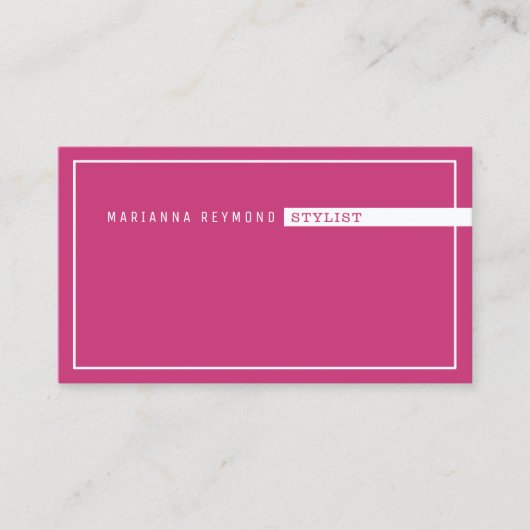 minimalistisch basisch, stylist fuchsia roze visitekaartje (Voorkant)