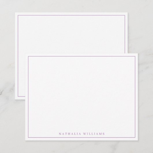 Minimalistisch basisstation — Lavender Stationery Notitiekaartje (Voorkant / Achterkant)