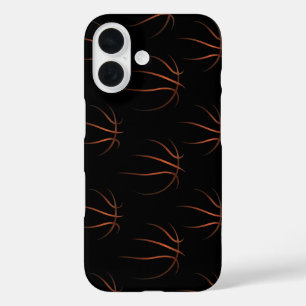 Minimalistisch basketbal lijnkunstpatroon – Zwart iPhone 16 Hoesje